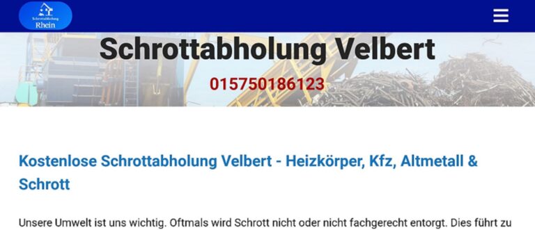 Wenn es um den Schrottabholung in Velbert und Umgebung geht, sind Sie bei uns